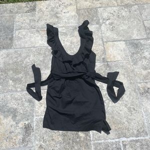 Free people black dress with ruffled round neck